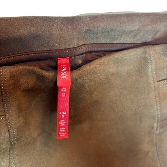 SPANX Womens Faux Suede Classic Shaping Leggings Caramel Size Large 20322R y2k - Picture 4 of 7